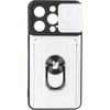 Etui Bizon Case Camshield Card Slot Ring do iPhone 14 Pro, białe