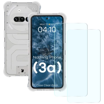 Elastyczne etui + 2x szkło hartowane Bizon Case Clear Pack do Nothing Phone (3a)
