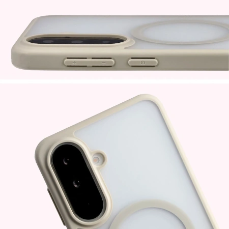 Etui z pierścieniem magnetycznym Bizon Case MatteO do Galaxy A37 5G / A36 5G, przydymione-beżowe