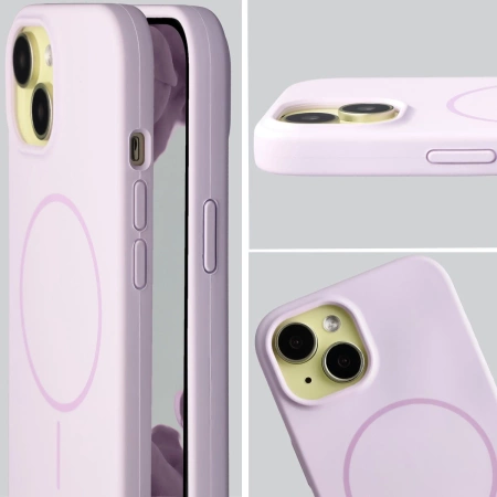 Silikonowe etui z pierścieniem magnetycznym Bizon Soft Case Magnetic do iPhone 15, jasnofioletowe