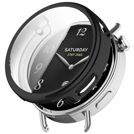 Etui z osłoną ekranu Bizon Case Watch Felipe do Xiaomi Watch S4 41 mm, czarne