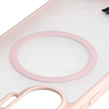 Etui z pierścieniem magnetycznym Bizon Case MatteO do Xiaomi POCO F7, przydymione-różowe