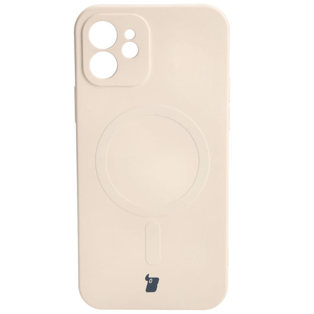 Etui silikonowe z pierścieniem magnetycznym Bizon Case Silicone Magnetic do iPhone 12, beżowe