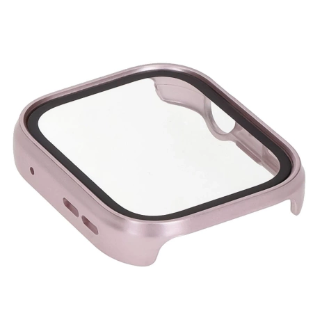 Etui ze szkłem do zegarka Bizon Case Watch Adamo do Huawei Watch Fit 4, satynowo różowe