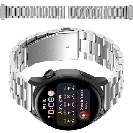 Pasek ze stali nierdzewnej do smartwatcha, Bizon Strap Watch Aura, Quick Release 18 mm, srebrny