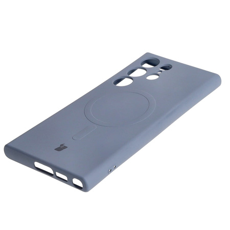 Etui silikonowe z pierścieniem magnetycznym Bizon Case Silicone Magnetic do Galaxy S23 Ultra, szare
