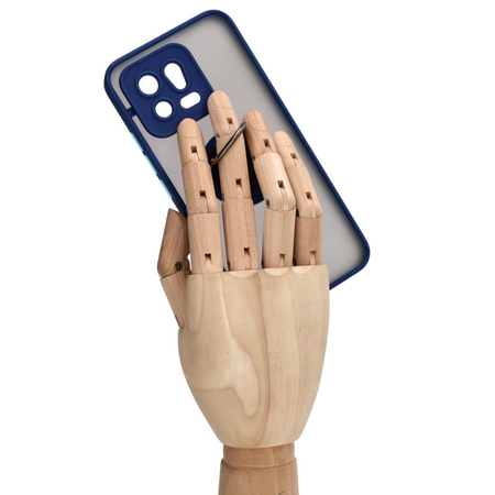 Etui z uchwytem na palec Bizon Case Hybrid Ring do Xiaomi 13, przydymione z granatową ramką