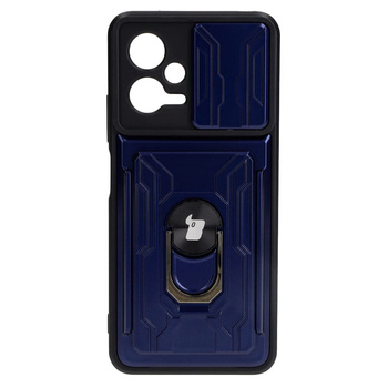 Etui Bizon Case Camshield Card Slot Ring do Xiaomi POCO X5, granatowe