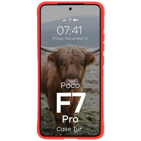 Pancerne etui Bizon Case Tur do Xiaomi Poco F7 Pro, czerwone