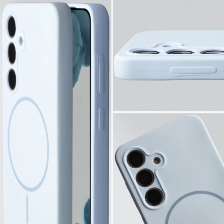 Silikonowe etui z pierścieniem magnetycznym Bizon Soft Case Magnetic do Galaxy S24, błękitne