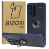 Etui z uchwytem na palec Bizon Case Hybrid Ring do Xiaomi Redmi Note 13 Pro+ 5G, przydymione z granatową ramką