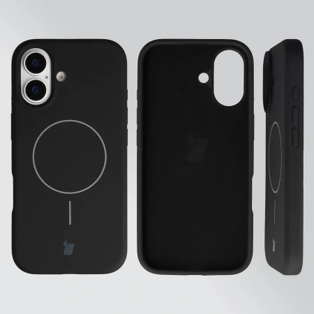 Silikonowe etui z pierścieniem magnetycznym Bizon Soft Case Magnetic do iPhone 17, czarne