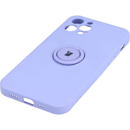 Etui Bizon Case Silicone Ring do iPhone 12 Pro, fioletowe