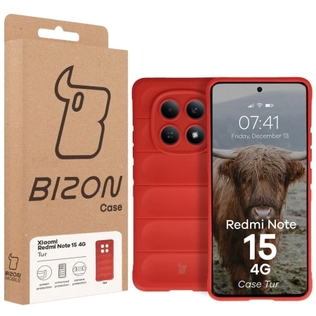 Pancerne etui Bizon Case Tur do Xiaomi Redmi Note 15 4G, czerwone