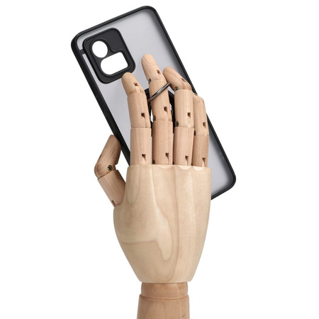 Etui z uchwytem na palec Bizon Case Hybrid Ring do Motorola Moto G72, przydymione z czarną ramką