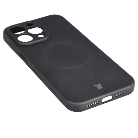 Etui silikonowe z pierścieniem magnetycznym Bizon Case Silicone Magnetic do iPhone 15 Pro Max, czarne