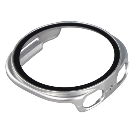 Etui ze szkłem do zegarka Bizon Case Watch Adamo do Samsung Galaxy Watch 8 40 mm, satynowo srebrne