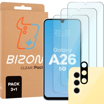 3x Szkło + szybka na aparat Bizon Clear 2 Pack do Samsung Galaxy A26 5G