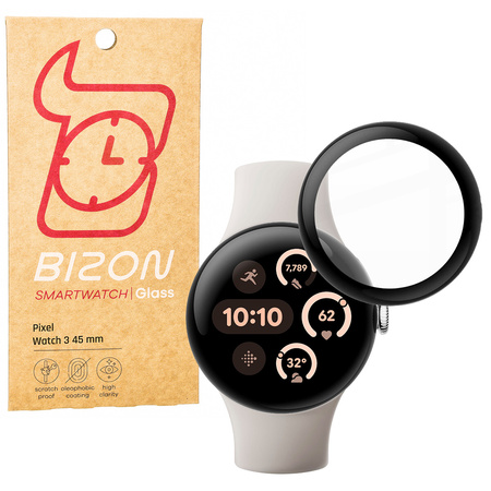 Szkło hybrydowe Bizon Glass Watch Edge Hybrid dla Google Pixel 3 45 mm, czarne