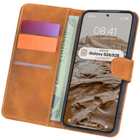 Etui z klapką Bizon Case Pocket do Galaxy S24, brązowe
