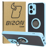 Etui z uchwytem na palec Bizon Case Hybrid Ring do Motorola Moto G54 5G, przydymione z jasnoniebieską ramką