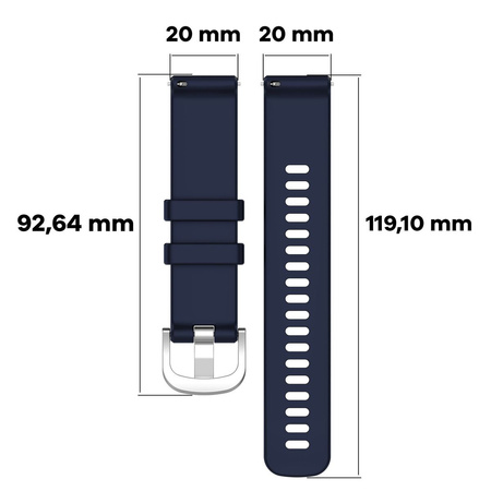 Pasek silikonowy do smartwatcha, Bizon Strap Watch Silicone Pro T, Quick Release 20 mm, granatowy