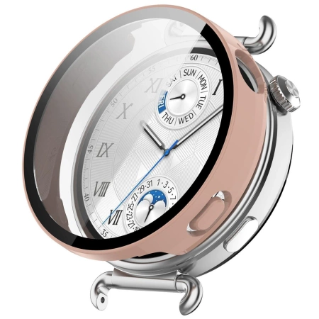 Etui ze szkłem do zegarka Bizon Case+Glass Watch do Huawei Watch GT6 41 mm, różowe