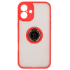 Etui z uchwytem na palec Bizon Case Hybrid Ring do iPhone 16 Plus, przydymione z czerwoną ramką