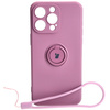 Etui Bizon Case Silicone Ring Sq do iPhone 15 Pro Max, ciemnofioletowe