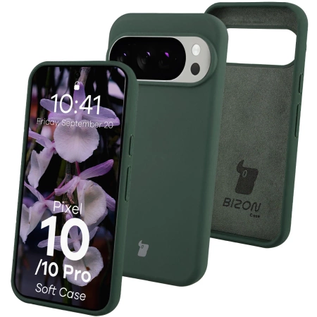 Silikonowe etui Bizon Soft Case do Google Pixel 10 / 10 Pro, ciemnozielone