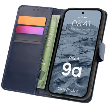 Etui z klapką Bizon Case Pocket do Google Pixel 9a, granatowe