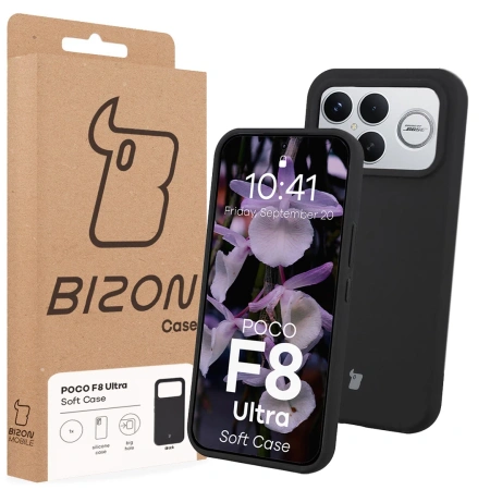Silikonowe etui Bizon Soft Case do Xiaomi POCO F8 Ultra, czarne