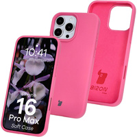 Silikonowe etui Bizon Soft Case do iPhone 16 Pro Max, fuksja