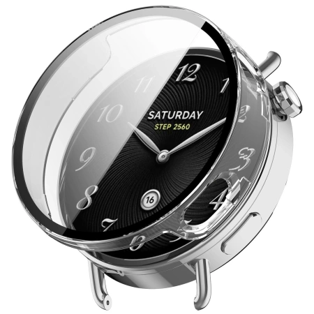 Etui ze szkłem do zegarka Bizon Case Watch Adamo do Xiaomi Watch S4 41 mm, przeźroczyste