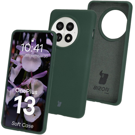 Silikonowe etui Bizon Soft Case do OnePlus 13, ciemnozielone