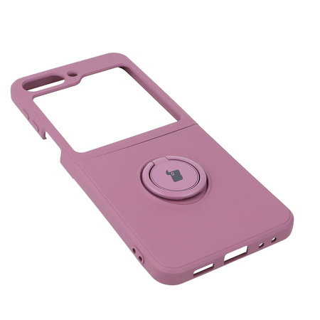 Etui Bizon Case Silicone Ring Sq do Galaxy Z Flip5, ciemnofioletowe