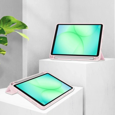 Etui z klapką Bizon Case Tab Clear Matt do Galaxy Tab A11 / A9, różowe