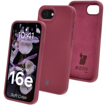 Silikonowe etui Bizon Soft Case do iPhone 16e, ciemnofioletowe