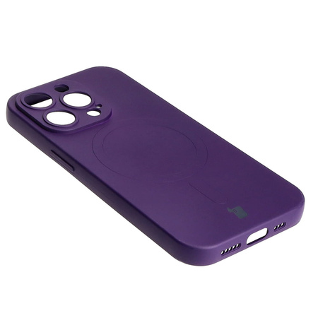 Etui silikonowe z pierścieniem magnetycznym Bizon Case Silicone Magnetic do iPhone 14 Pro, śliwkowe