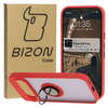 Etui z uchwytem na palec Bizon Case Hybrid Ring do Google Pixel 9 / 9 Pro, przydymione z czerwoną ramką