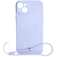Etui silikonowe z pierścieniem magnetycznym Bizon Case Silicone Magnetic do iPhone 15 Plus, jasnofioletowe