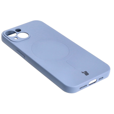 Etui silikonowe z pierścieniem magnetycznym Bizon Case Silicone Magnetic do iPhone 13, szare