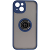 Etui z uchwytem na palec Bizon Case Hybrid Ring do iPhone 14, przydymione z granatową ramką