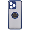 Etui z uchwytem na palec Bizon Case Hybrid Ring do Realme C53 / C51, przydymione z granatową ramką