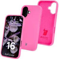 Silikonowe etui Bizon Soft Case do iPhone 16, fuksja