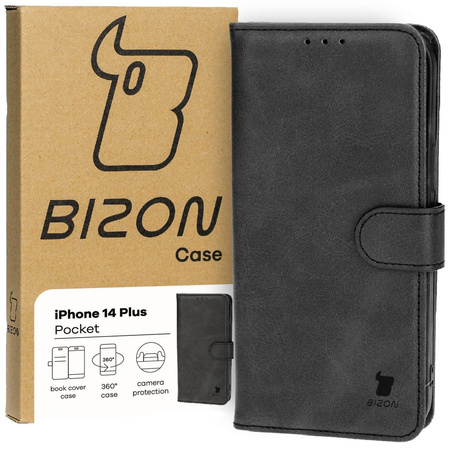 Etui z klapką Bizon Case Pocket do iPhone 14 Plus, czarne