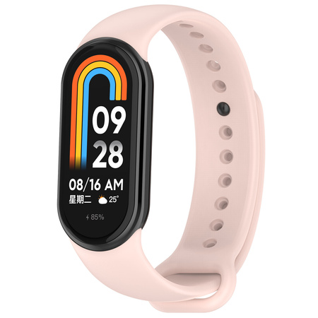 Silikonowy pasek Bizon Strap Watch Dots do Xiaomi Smart Band 9 / 9 NFC / 8, jasnoróżowy