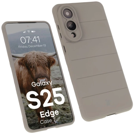 Pancerne etui Bizon Case Tur do Galaxy S25 Edge, jasnoszare