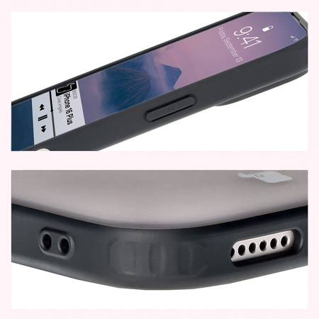 Etui Bizon Case Angelo do iPhone 16 Plus, półprzezroczyste z czarną ramką