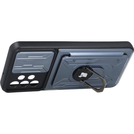 Etui Bizon Case Camshield Card Slot Ring do Galaxy A13 4G, szare